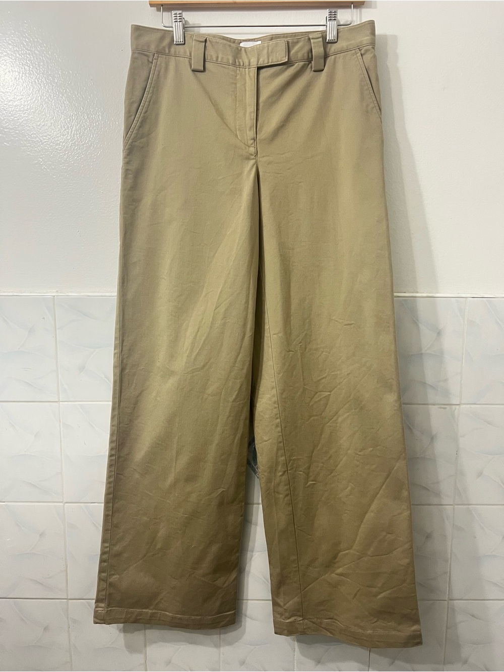 Sunday Best Aritzia Tan Wide Leg Mid Rise Pants Women 6 Minimalist Quiet Luxury